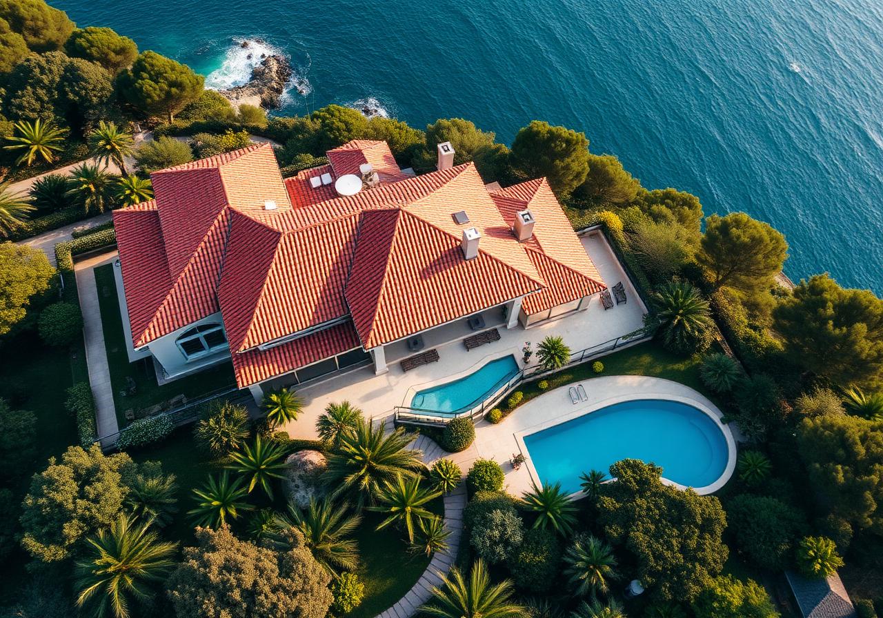 Waterfront estate exterior